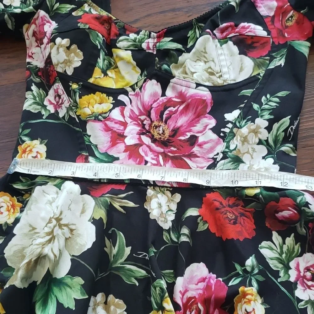 Dolce & Gabbana Floral Luxury Old Money Edgy Chic Feminine Bustier Dress Size 38 - Picture 9 of 10